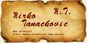 Mirko Tanacković vizit kartica